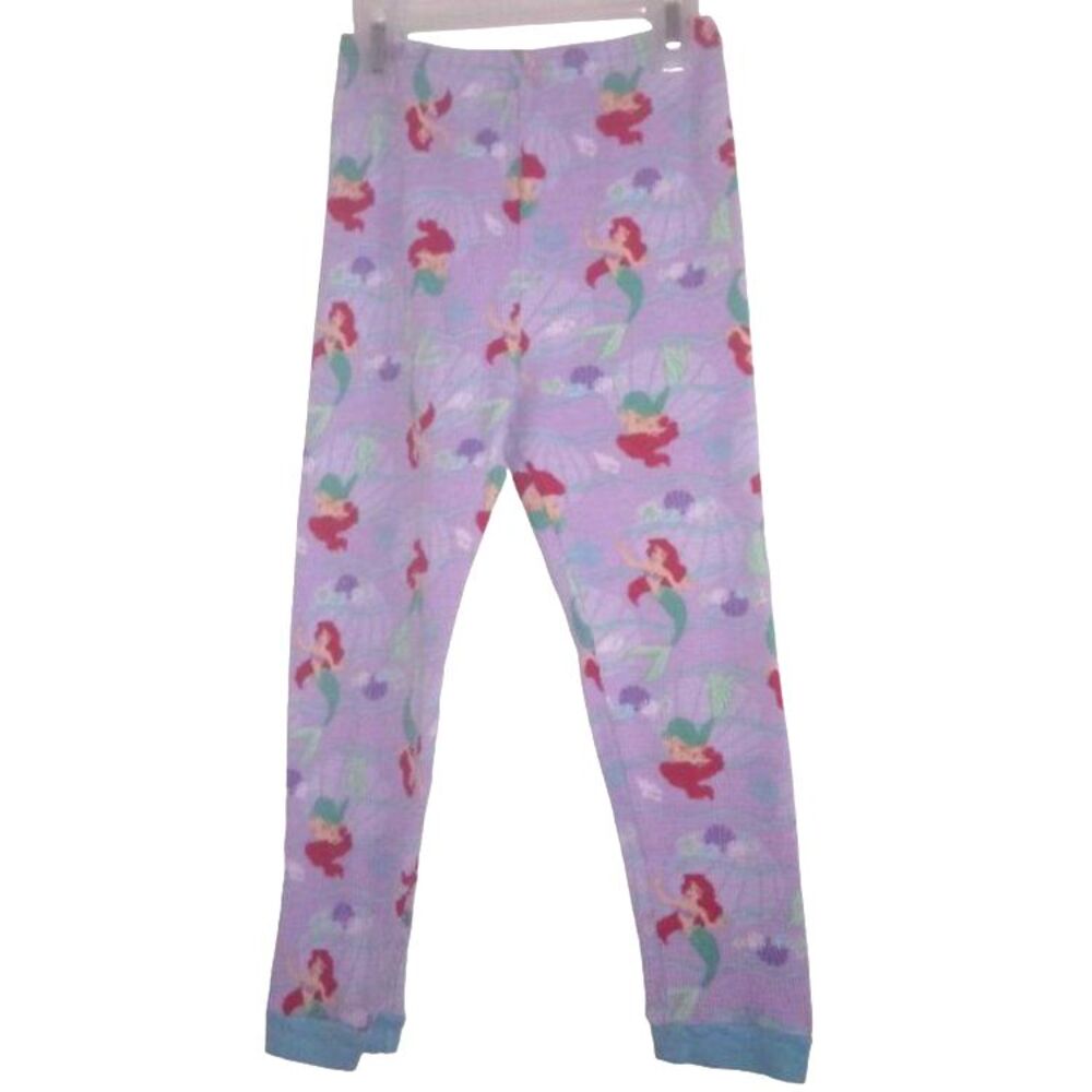 Disney Little Mermaid Ariel Waffle Knit Pajama Pants Girls Size 6 Purple Cotton